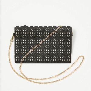 LOFT Perforated Scalloped Clutch - Black